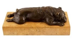 British Bulldog On A Yellow Natural Stone Base - Bronze Figure -Salvador Dali Shop 707 8