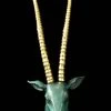 Gazelle - Patinated Animal Figure With Golden Horns - M. Klein