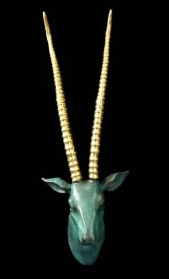 Gazelle - Patinated Animal Figure With Golden Horns - M. Klein