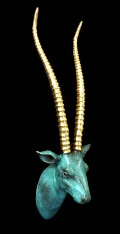 Gazelle - Patinated Animal Figure With Golden Horns - M. Klein -Salvador Dali Shop 708 459300bd191b15