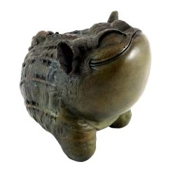 Funny Chinese Bronze Sculpture Frog - Toad - Signed By Milo