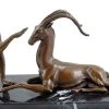 Female Nude With Gazelle - Art Deco Bronze - Marcel Bouraine
