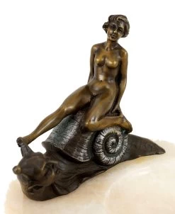 Vienna Bronze Figure On Marble Bowl - Female Nude On A Snail -Salvador Dali Shop 763 459300bf982dd9