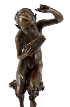 Bronze Figure - Dancing Satyr With Panpipe - Jules J. Labatut