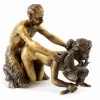 Bronze Figure - Faun Seduces A Maid - Bergmann-stamp - 2 Pieces