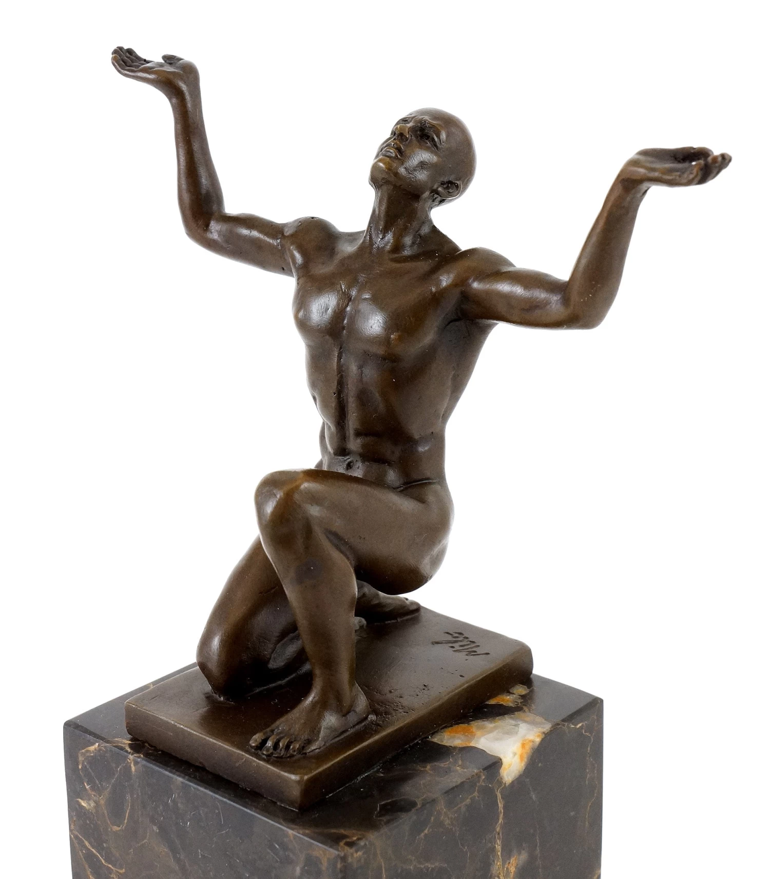 Bronze Sculpture - Kneeling Adonis - Signed - Milo 1 Bronze Sculpture - Kneeling Adonis - Signed - Milo