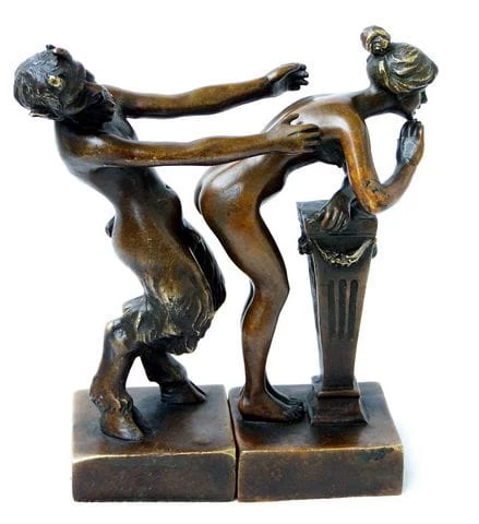 Erotic Vienna Bronze Couple, Satyr And Virgin, 2piece, Bergmann 1 Erotic Vienna Bronze Couple, Satyr And Virgin, 2piece, Bergmann