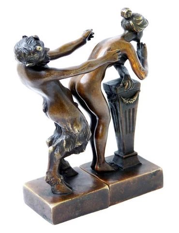 Erotic Vienna Bronze Couple, Satyr And Virgin, 2piece, Bergmann 2 Erotic Vienna Bronze Couple, Satyr And Virgin, 2piece, Bergmann - Image 2
