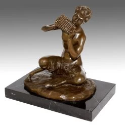 Art Deco Bronze Faun / Satyr/ Sitting Devil Plays A Panpipe.