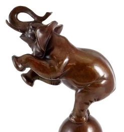 Bronze Animal Sculpture - Elephant On Ball - Sign. Bugatti