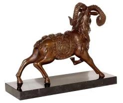 Bronze Figure - Ram / Goat On Marble Base - Stevens -Salvador Dali Shop 825 359300c1e9d0b1