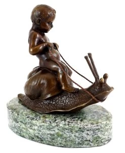 Child Bronze - Boy Riding A Snail - Art Nouveau - B. Zach -Salvador Dali Shop 841 359300c289e894