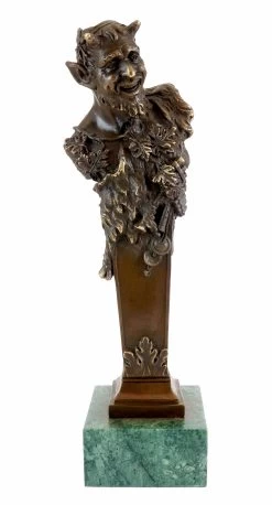Vienna Bronze Sculpture - Bust Of A Faun - Bergmann Seal
