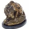 Lion Fights Against A Snake - Bronze Sculpture Signed A. Barye