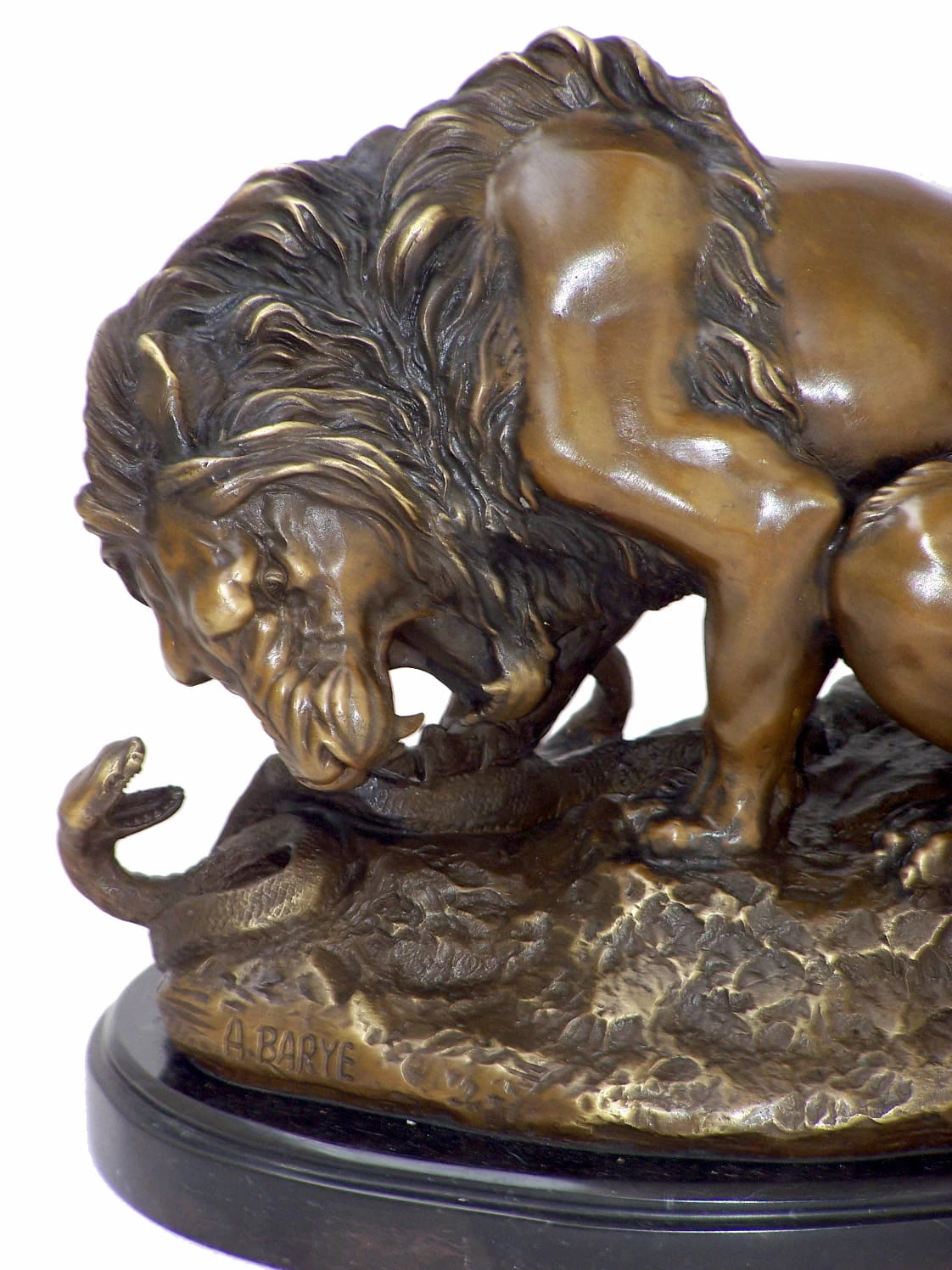 Lion Fights Against A Snake - Bronze Sculpture Signed A. Barye 2 Lion Fights Against A Snake - Bronze Sculpture Signed A. Barye - Image 2