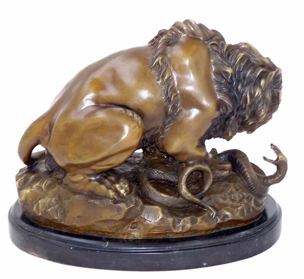 Lion Fights Against A Snake - Bronze Sculpture Signed A. Barye 3 Lion Fights Against A Snake - Bronze Sculpture Signed A. Barye - Image 3