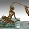Vienna Bronze - Satyr Lures Deer - Signed Bouraine