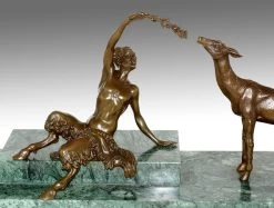 Vienna Bronze - Satyr Lures Deer - Signed Bouraine