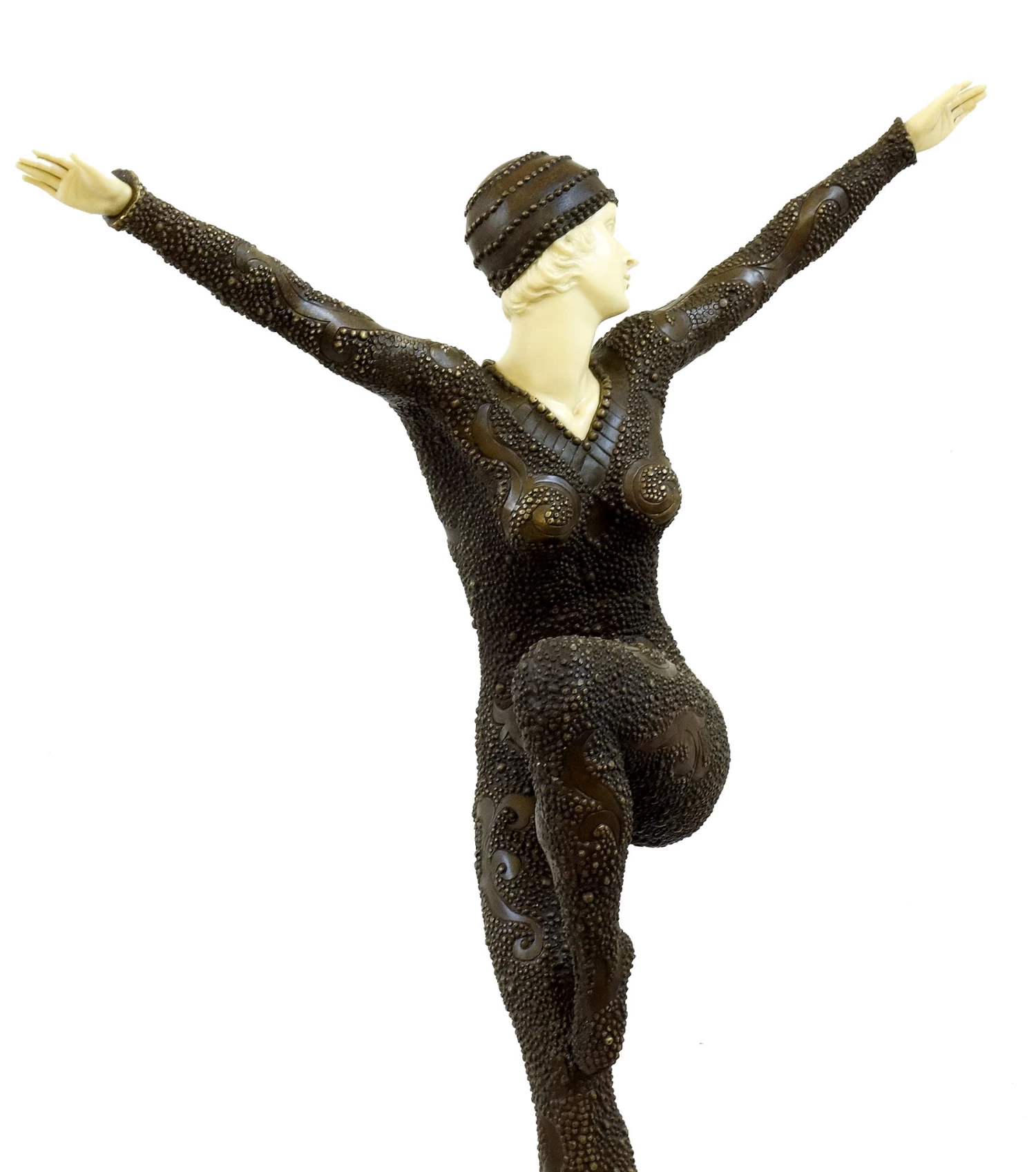 Tall Art Deco Sculpture - Female Dancer On Marble - Chiparus 3 Tall Art Deco Sculpture - Female Dancer On Marble - Chiparus - Image 3