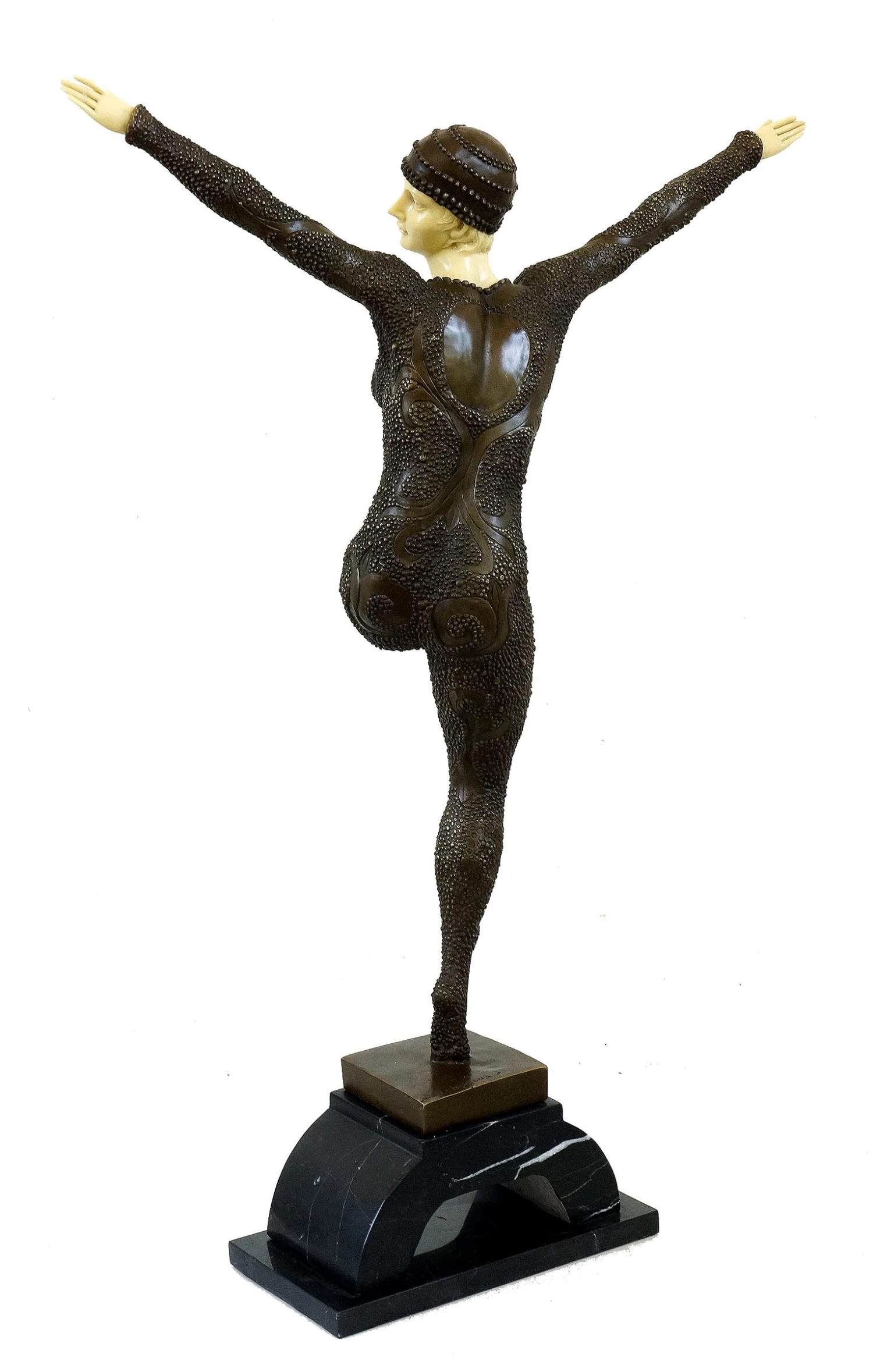 Tall Art Deco Sculpture - Female Dancer On Marble - Chiparus 4 Tall Art Deco Sculpture - Female Dancer On Marble - Chiparus - Image 4