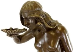 Girl Drinking From A Shell - Art Nouveau Bronze - E. McCartan