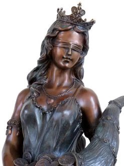 Bronze Goddess Of Luck Fortuna With A Cornucopia - Signed Césaro