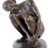 Erotic Nude Bronze Figurine - The Squatting Woman - Sign. Milo