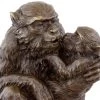 Bronze Mother Monkey With Her Young - Animal Sculpture - Signed