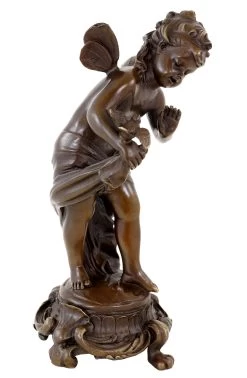 Art Nouveau Bronze Sculpture- Fairy With Birds - Sign. Moreau