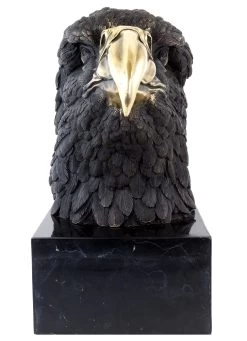 XXL Bronze Animal Sculpture - Sea Eagle On Marble - Sign. Milo