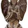 Art Nouveau Bronze Statue - Praying Mourning Angel - Sign. Milo