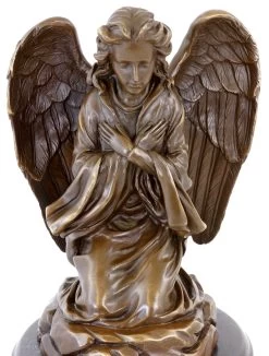 Art Nouveau Bronze Statue - Praying Mourning Angel - Sign. Milo