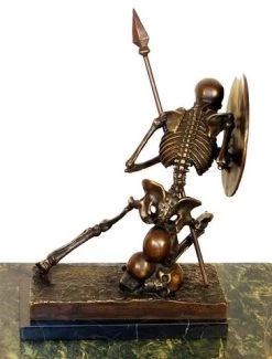 Modern Art Bronze On Marble -Skeleton (The Warrior), Signed