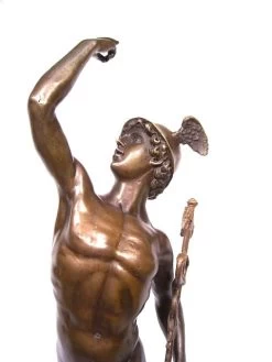 Hermes Bronze Statue - Giambologna On Marble - Greek Mythology