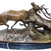 Animal Bronze - Fighting Deers - On Marble Base Signed