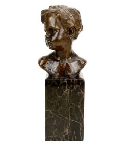 Art Nouveau Bronze Figurine - Bust Of A Boy - Signed A. Moreau