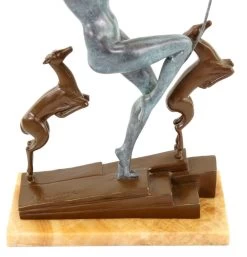 Art Deco Bronze Statue - Diana With Fawns - Signed A. Bouraine -Salvador Dali Shop DSC04787