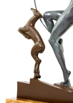 Art Deco Bronze Statue - Diana With Fawns - Signed A. Bouraine -Salvador Dali Shop DSC04799