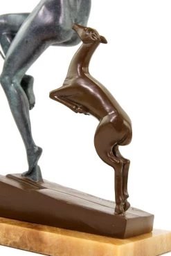 Art Deco Bronze Statue - Diana With Fawns - Signed A. Bouraine -Salvador Dali Shop DSC04800