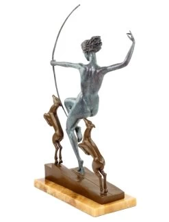 Art Deco Bronze Statue - Diana With Fawns - Signed A. Bouraine -Salvador Dali Shop DSC04808KkQZbBcb4YcQt