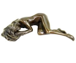 Sleeping Nude - Erotic Female Figurine - Sculpture By J. Patoue