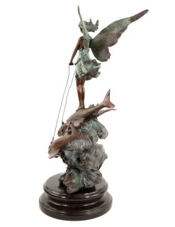 Limited Art Nouveau Bronze Statue - Elf Riding On Flying Fish By Milo 21 Limited Art Nouveau Bronze Statue - Elf Riding On Flying Fish By Milo -Salvador Dali Shop DSC05185