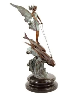 Limited Art Nouveau Bronze Statue - Elf Riding On Flying Fish By Milo 23 Limited Art Nouveau Bronze Statue - Elf Riding On Flying Fish By Milo -Salvador Dali Shop DSC05192
