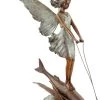 Limited Art Nouveau Bronze Statue - Elf Riding On Flying Fish By Milo
