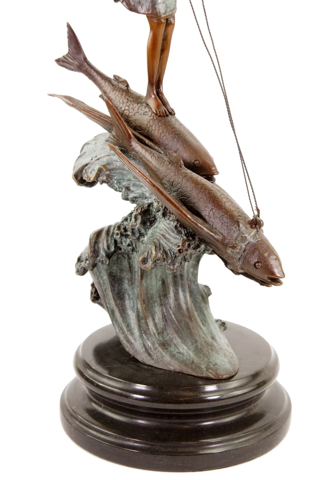 Limited Art Nouveau Bronze Statue - Elf Riding On Flying Fish By Milo 2 Limited Art Nouveau Bronze Statue - Elf Riding On Flying Fish By Milo - Image 2