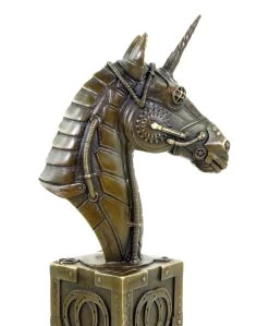 Steampunk Figurine - Unicorn Bust - Limited Bronze By Martin Klein -Salvador Dali Shop DSC05200