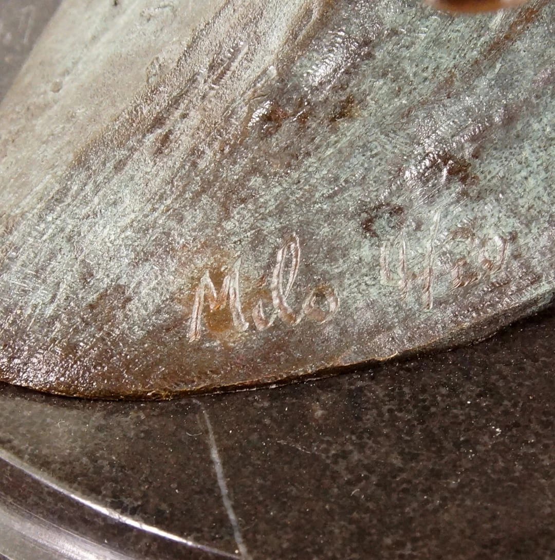 Limited Art Nouveau Bronze Statue - Elf Riding On Flying Fish By Milo 5 Limited Art Nouveau Bronze Statue - Elf Riding On Flying Fish By Milo - Image 5