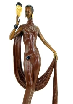 Art Deco Bronze Sculpture - Dancer With Mask - Signed F. Preiss -Salvador Dali Shop DSC05223