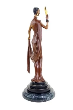 Art Deco Bronze Sculpture - Dancer With Mask - Signed F. Preiss