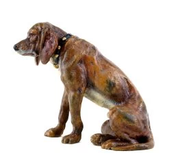 Vienna Bronze Dog - Sitting Hound - Dog Sculpture - Bergmann Stamp